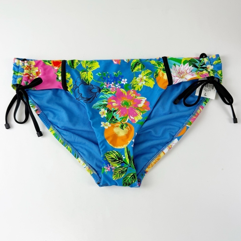 Bar iii Bikini Bottom Womens Large Blue Multi Citrus Summer Spritz Floral NWT